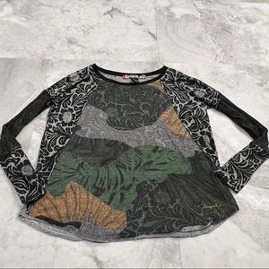 Desigual Sweater Size‎ Small S Dolman Sleeve Grey Mixed Media